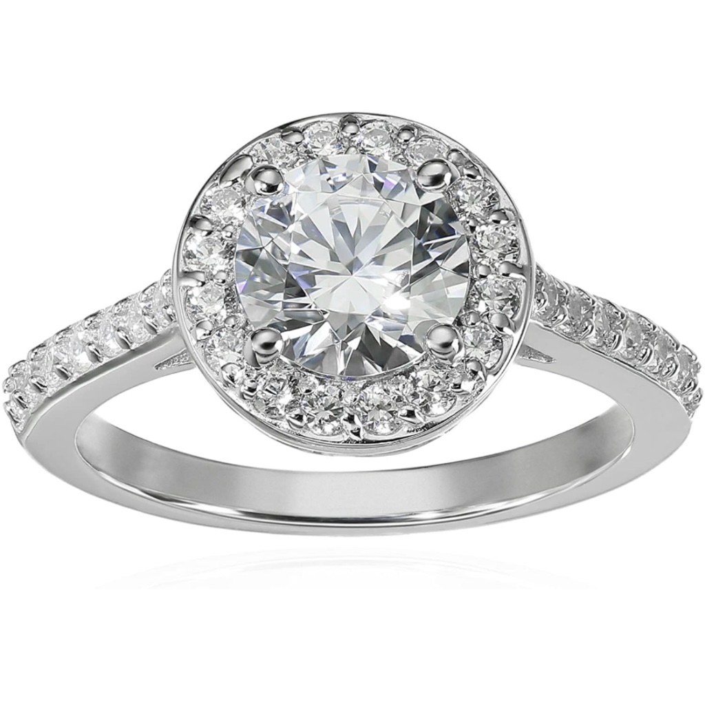 18k White Gold Brilliant Cut Diamond Halo Ring